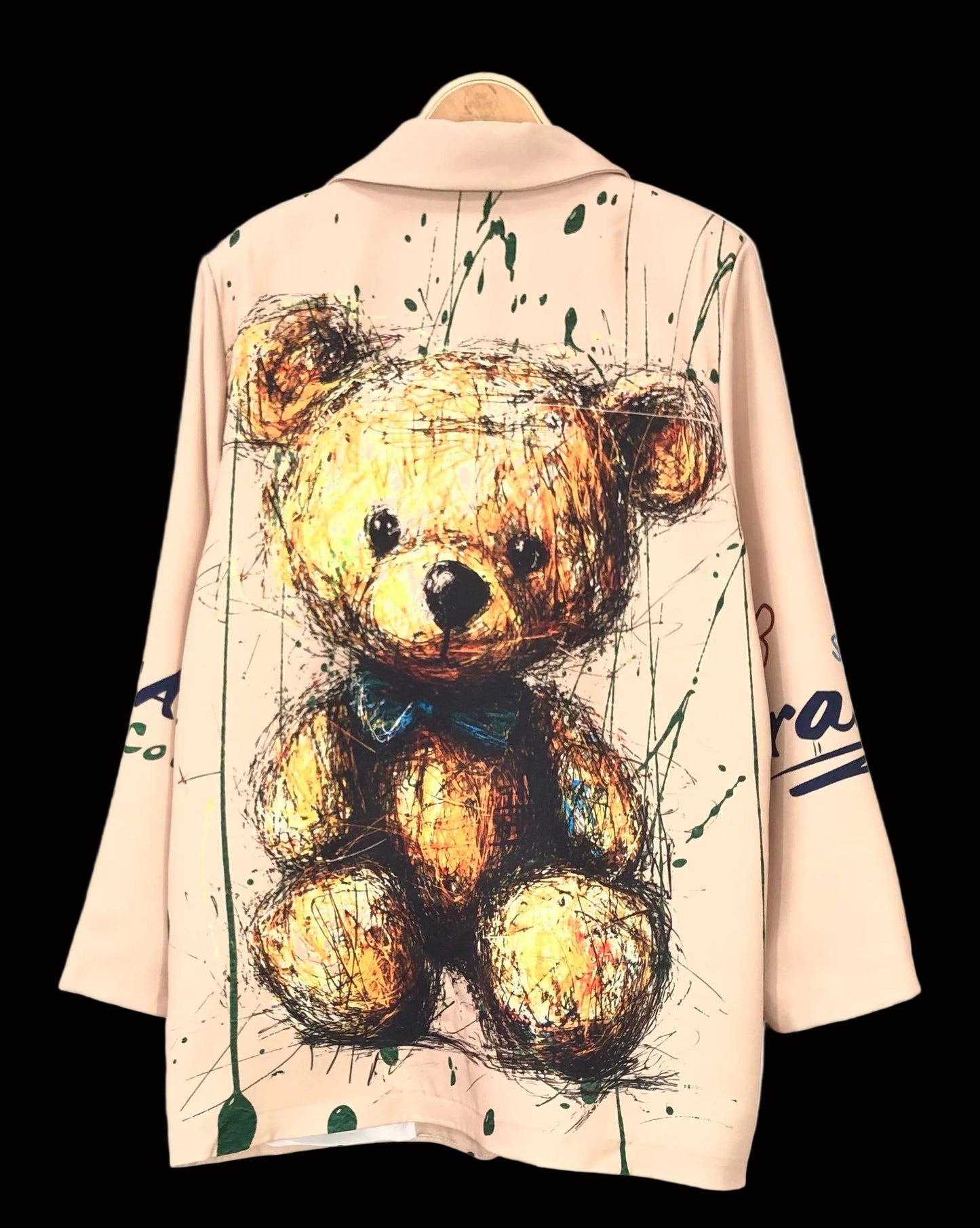 Oversize Blazer Teddy Bear Print