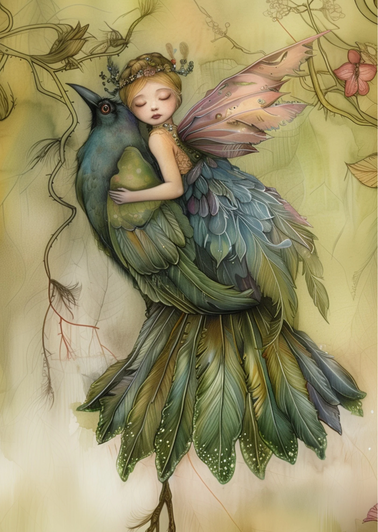 Postkarte #66 - Birds & Fairies: Hugs