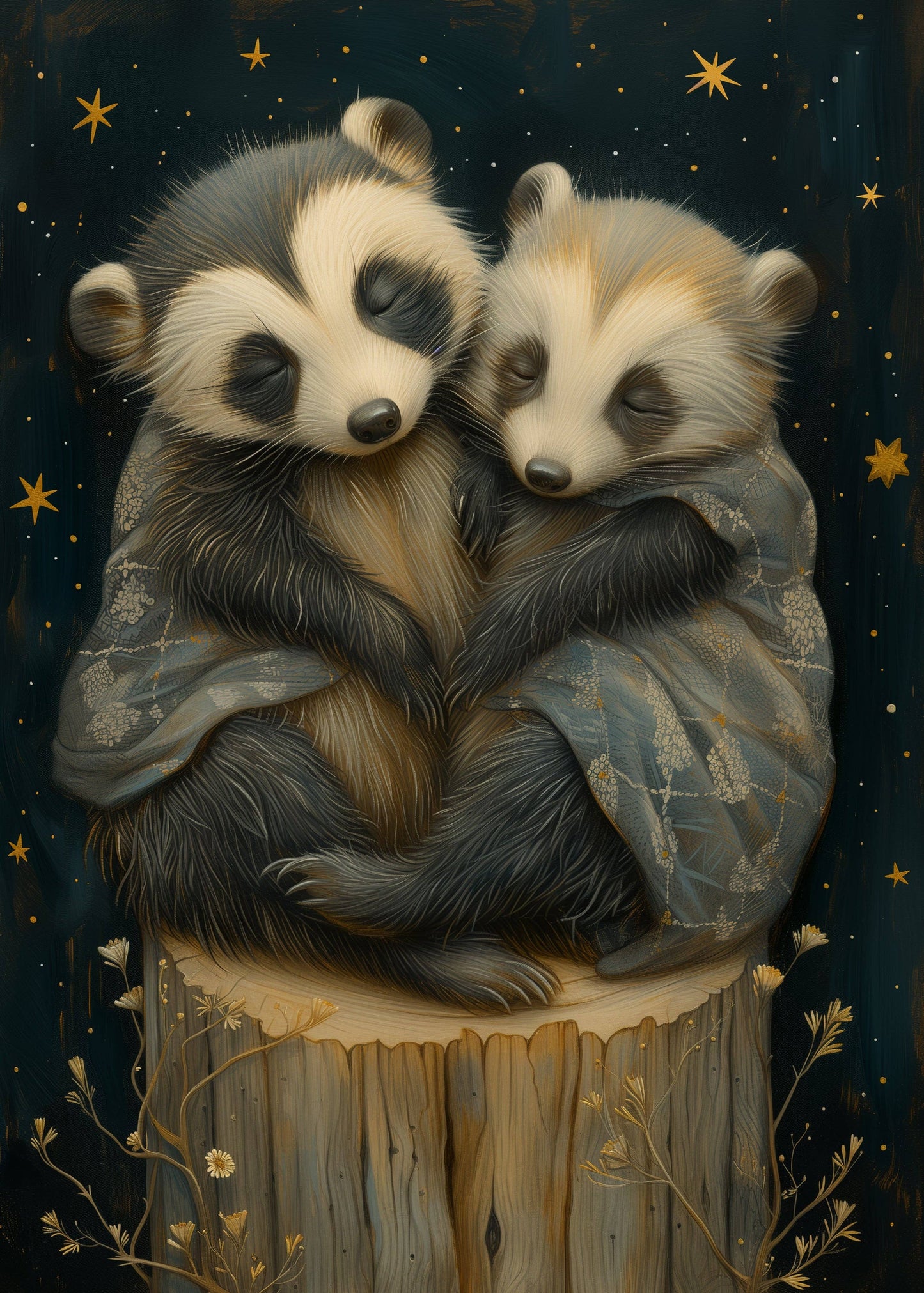 Postkarte #61 - Cuddle Time: Waschbär