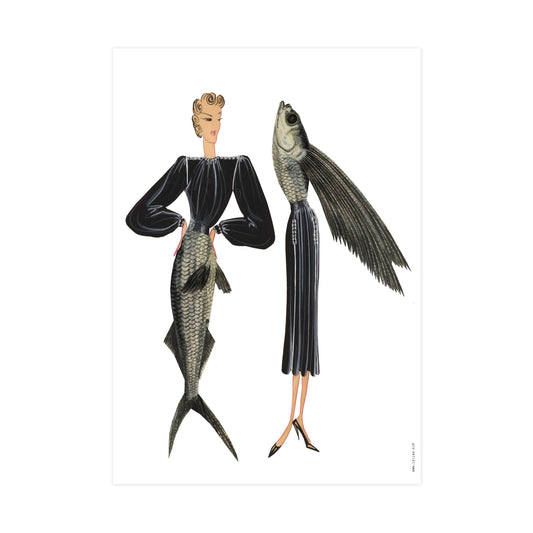 Druckcollage (A4) - Marienfisch schwarz