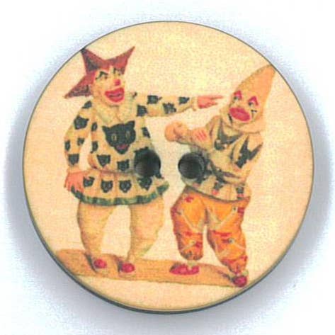 Knopf Vintage Zirkus Clown-Duo, 15 mm