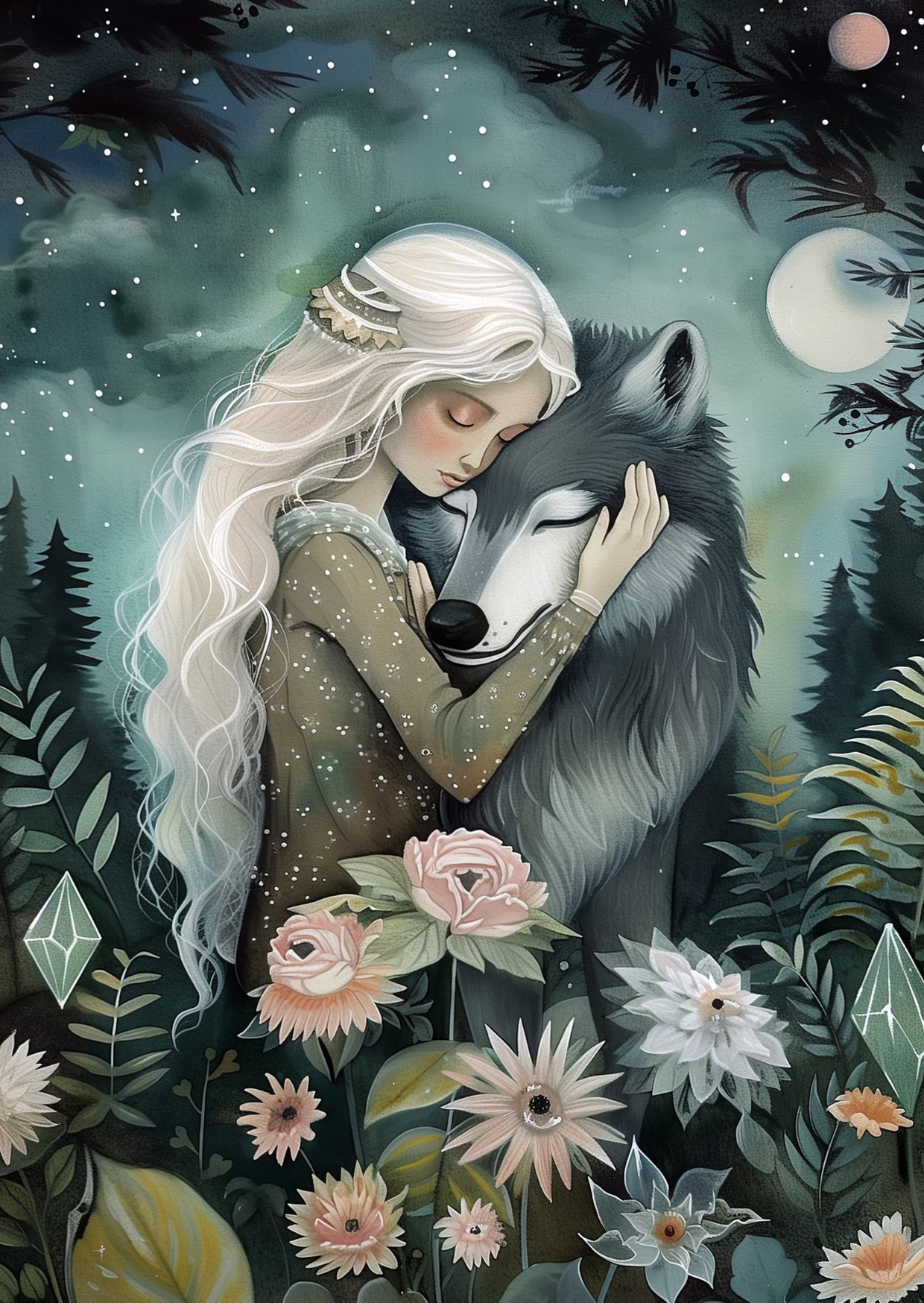 Postkarte #51 - Hugging Animals: Wolf