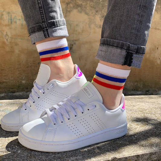 "Mimi" Söckchen transparent blau, weiß, rot