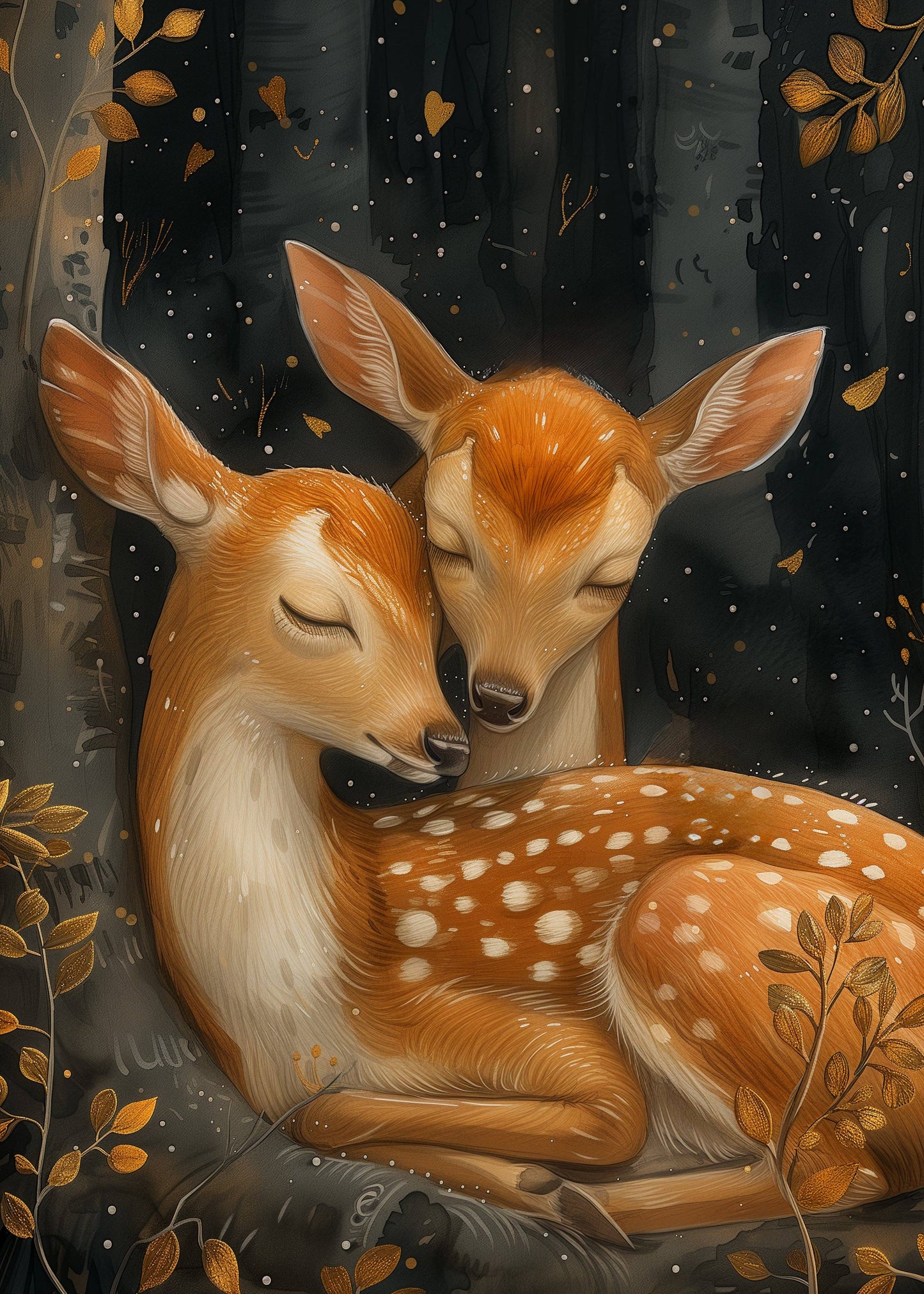 Postkarte #62 - Cuddle Time: Reh