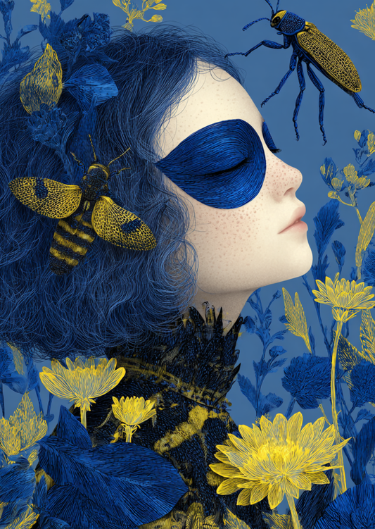 Postkarte #46 Das Käfermädchen: Blau