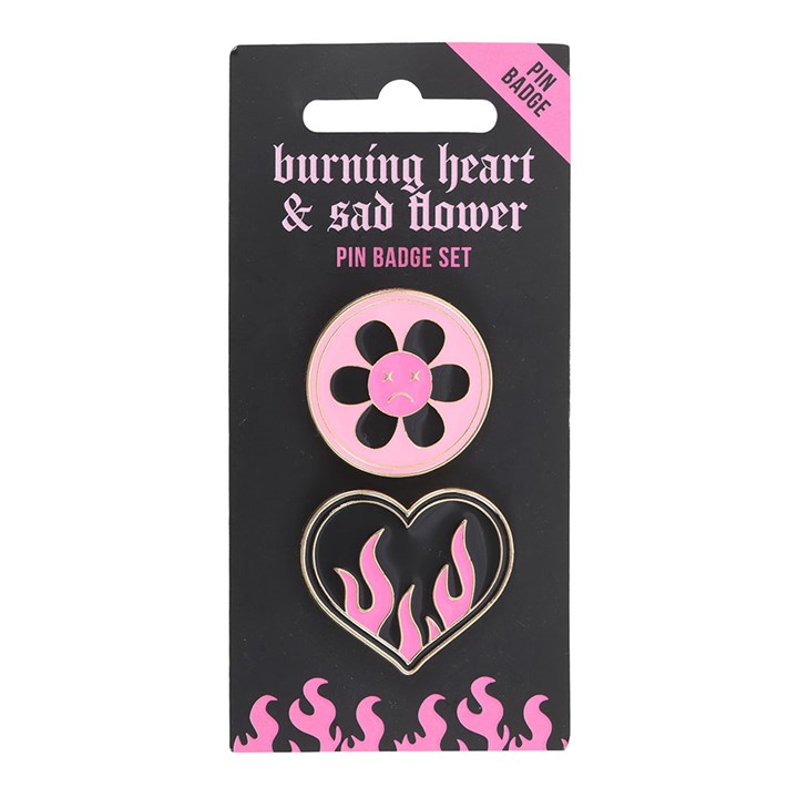 Pin-Set Burning Heart & Traurige Blume