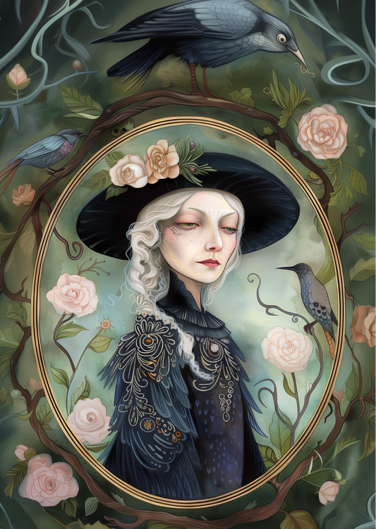 Postkarte #37 - Halloween: Frauen mit Hut