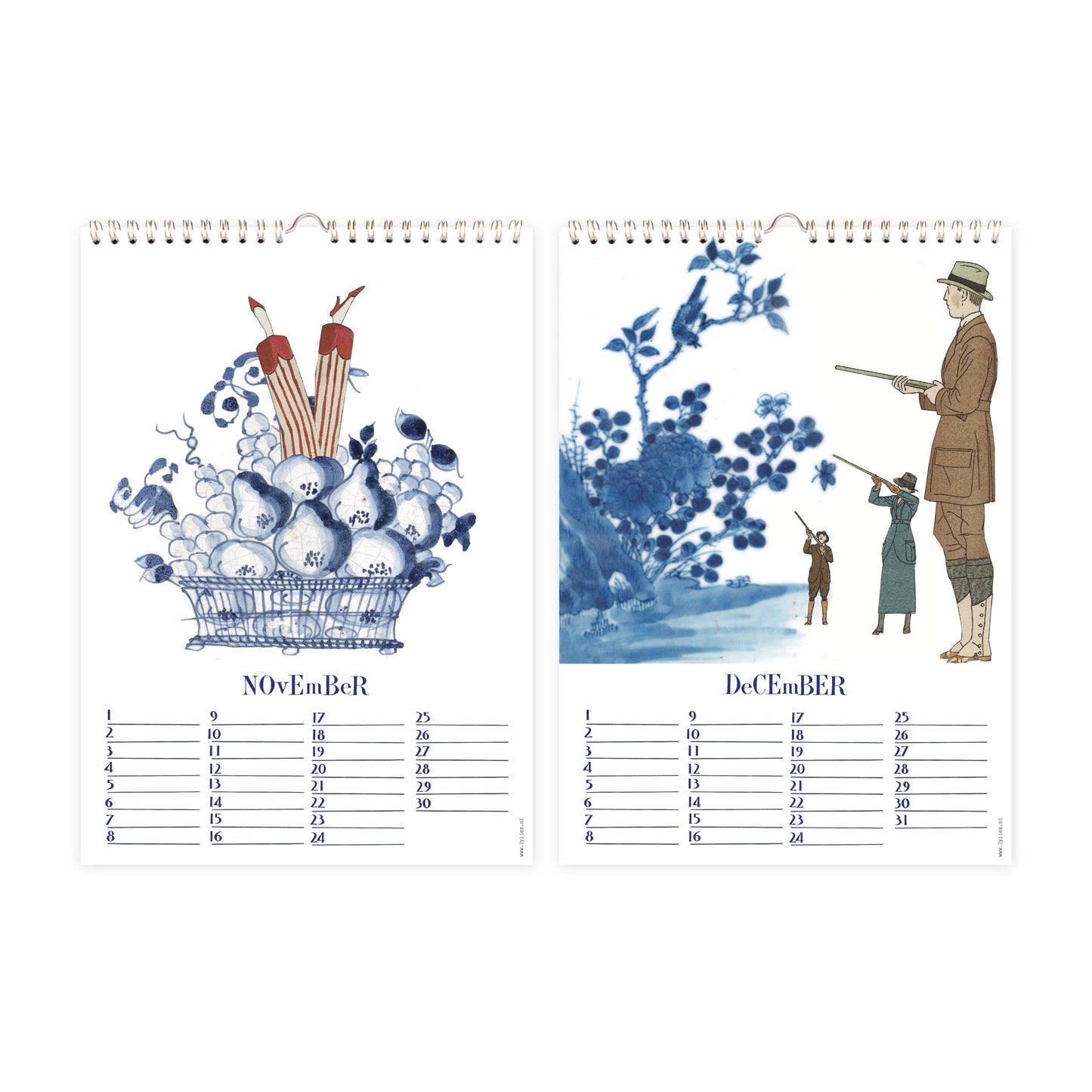 Geburtstagskalender - Dutch Blue Collagen Rijksmuseum, A4