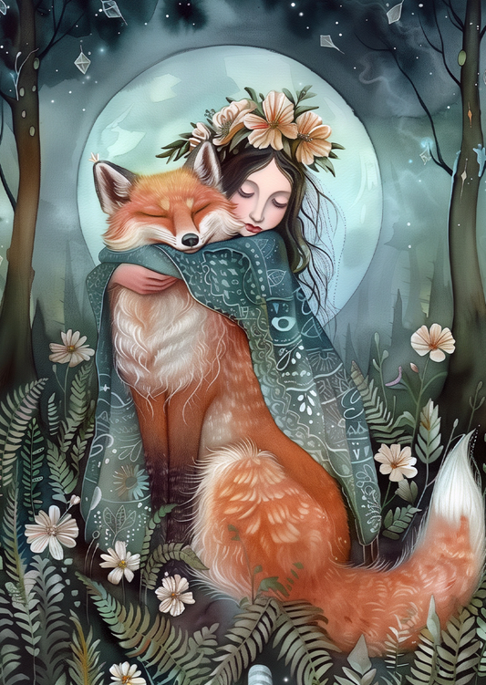 Postkarte #52 - Hugging Animals: Fox