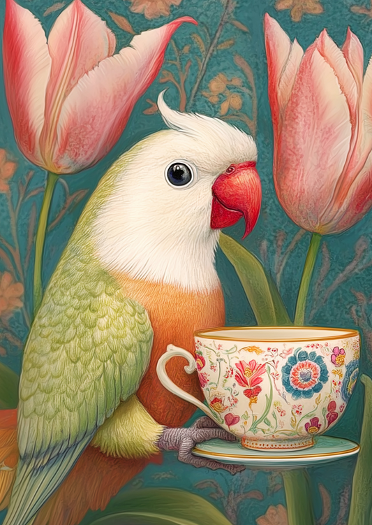 Postkarte #69 - Animal Tea Time: Tropical Bird