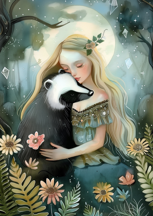 Postkarte #50 - Tiere umarmen: Dachs