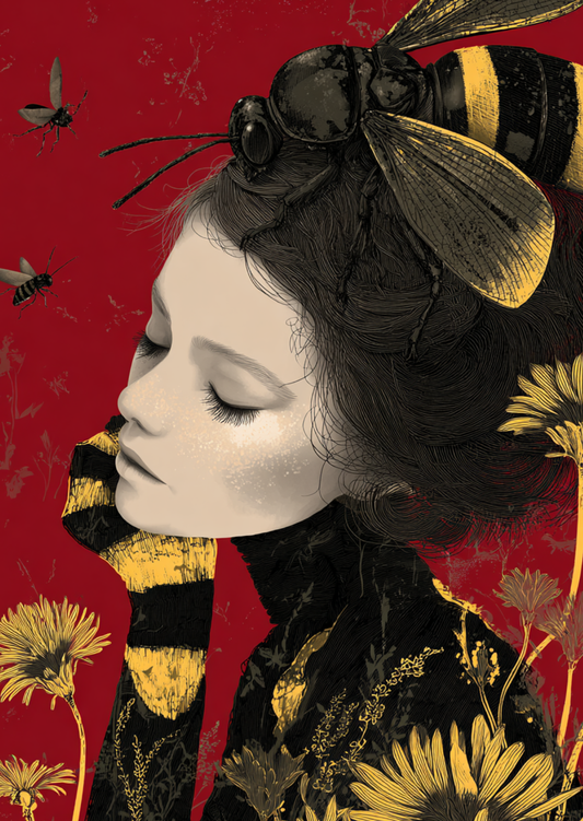 Postkarte #43 - Das Käfermädchen: Rot