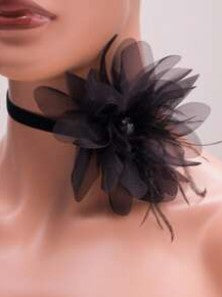 Elegantes Blumen Halsband schwarz