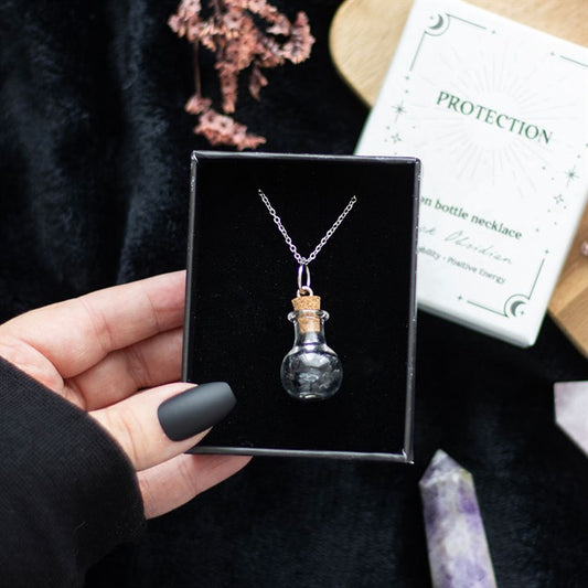 Halskette Trankflasche "Schutz" mit Obsidian-Kristallsplitter