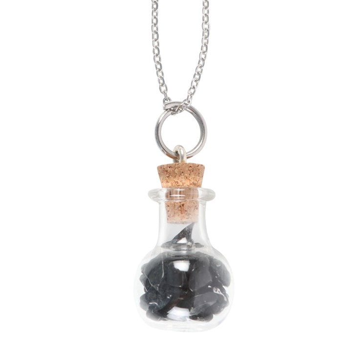 Halskette Trankflasche "Schutz" mit Obsidian-Kristallsplitter