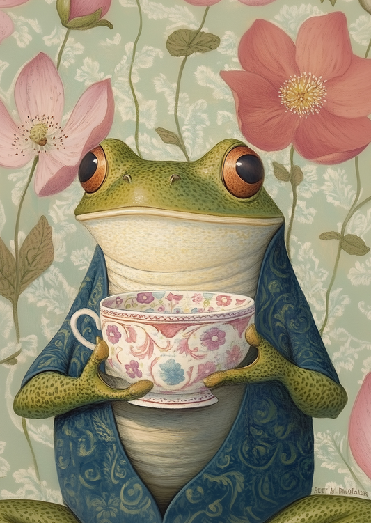 Postkarte #73 - Animal Tea Time: Frosch
