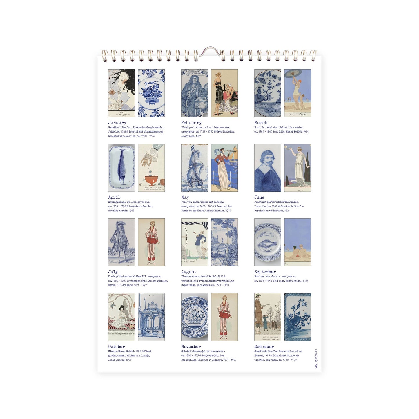 Geburtstagskalender - Dutch Blue Collagen Rijksmuseum, A4