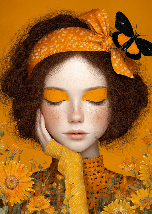 Postkarte #44 - Das Käfermädchen: Orange