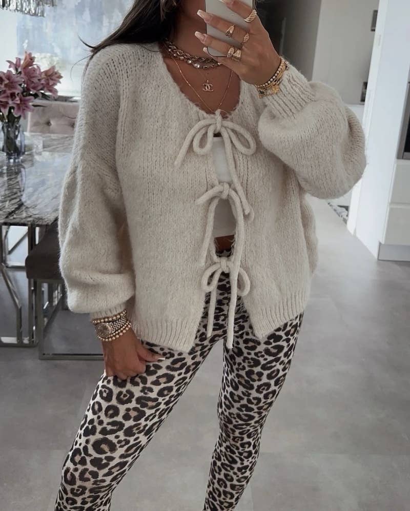 Strickcardigan mit Schleifen