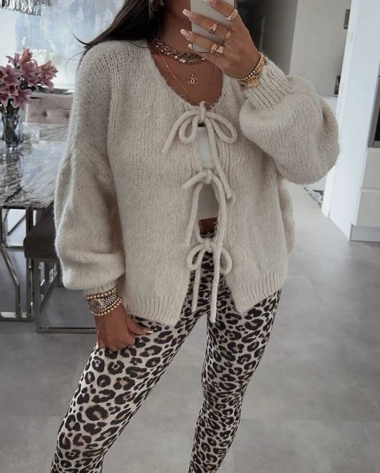 Strickcardigan mit Schleifen