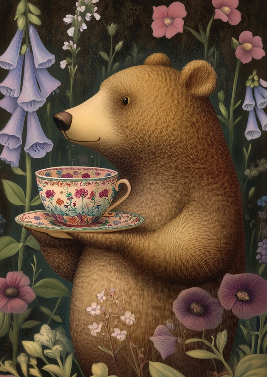 Postkarte #72 - Animal Tea Time: Großer Bär