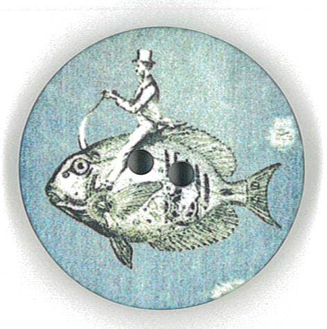 Knopf Denim Steampunk Fisch, 18 mm
